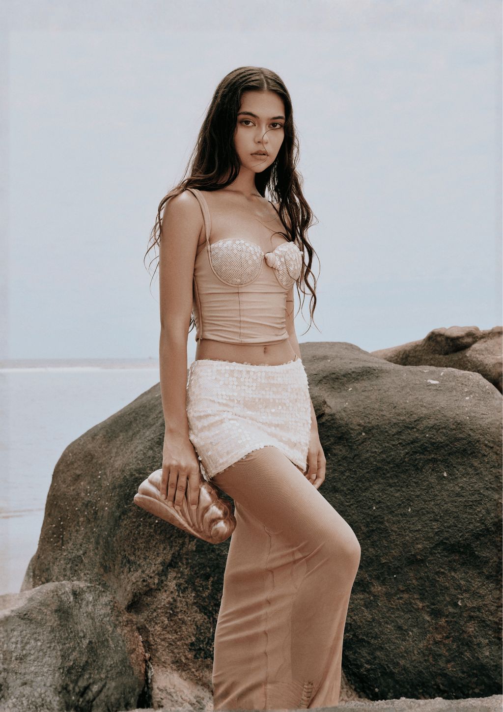 MERMAID RESORT MINI SKIRT IN SPARKLE CHAMPAGNE