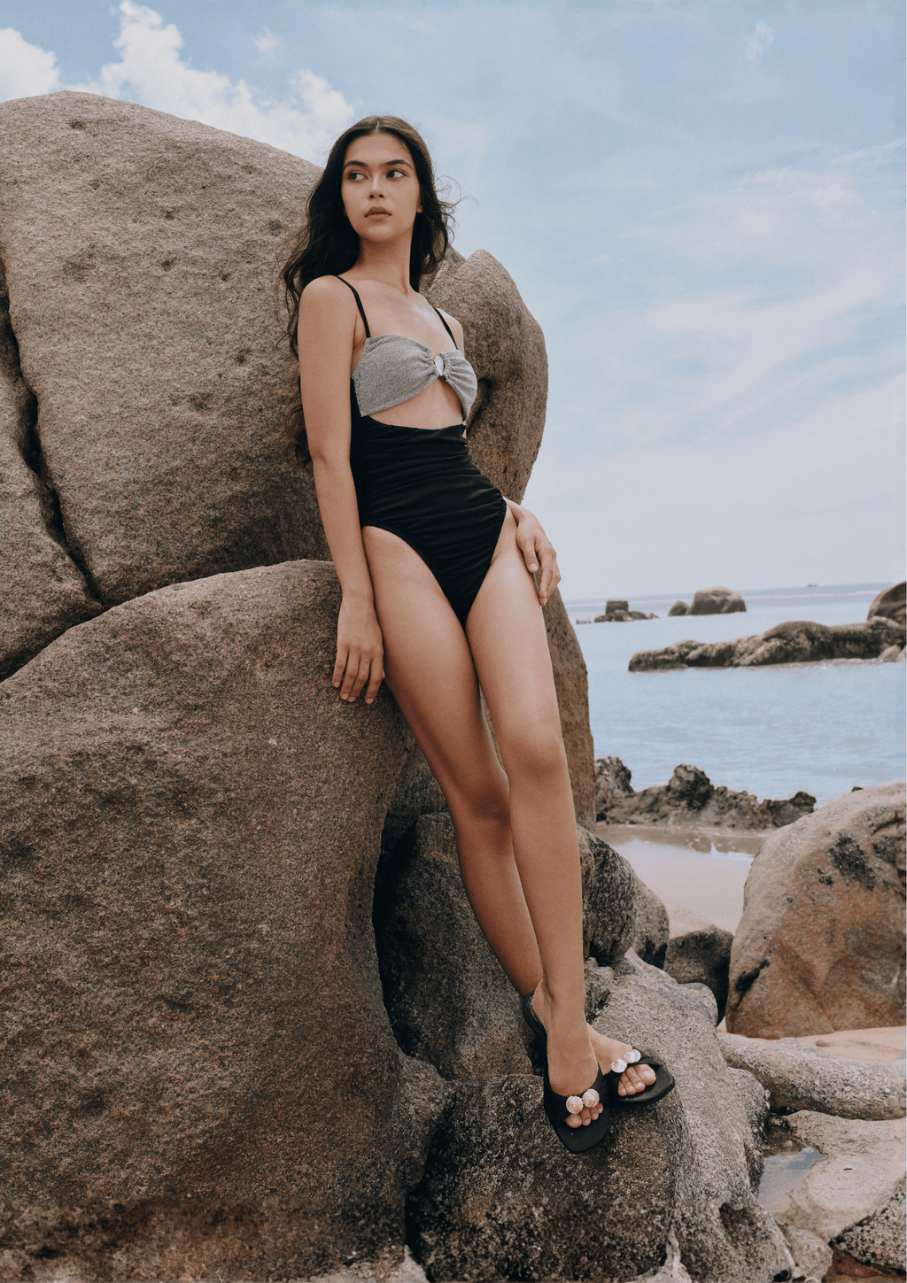 SHINNIE SWIMSUIT IN SPARKLE SILVER